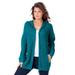 Plus Size Women's Classic-Length Thermal Hoodie by Roaman's in Deep Turquoise (Size L) Zip Up Sweater