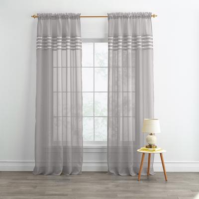 Wide Width BH Studio Pleated Voile Rod-Pocket Pane...