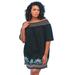 Plus Size Women's Off-The-Shoulder Cover Up by Swim 365 in Black Multi (Size 22/24) Swimsuit Cover Up