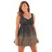 Plus Size Women's Retro Swim Dress by Swim 365 in Gold Foil (Size 24) Swimsuit