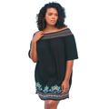 Plus Size Women's Off-The-Shoulder Cover Up by Swim 365 in Black Multi (Size 26/28) Swimsuit Cover Up