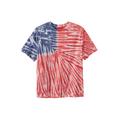 Men's Big & Tall Lightweight Tie-Dye Crewneck Tee by KingSize in American Flag Tie Dye (Size 7XL)