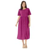 Plus Size Women's Button-Front Essential Dress by Woman Within in Raspberry Polka Dot (Size M)