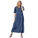 Plus Size Women's Short-Sleeve Denim Dress by Woman Within in Indigo Wash (Size 22 W)