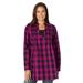 Plus Size Women's Layered-Look Tunic by Woman Within in Raspberry Small Buffalo Plaid (Size 1X)