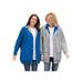 Plus Size Women's Fleece Nylon Reversible Jacket by Woman Within in Bright Cobalt Heather Grey (Size 3X) Rain Jacket