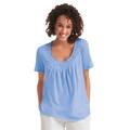 Plus Size Women's Crochet-Trim Knit Top by Woman Within in French Blue (Size 18/20) Shirt