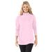 Plus Size Women's Perfect Long-Sleeve Mockneck Tee by Woman Within in Pink (Size L) Shirt