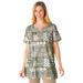 Plus Size Women's 7-Day Print Patchwork Knit Tunic by Woman Within in Olive Green Geo Patchwork (Size 22/24)