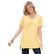 Plus Size Women's Perfect Short-Sleeve Shirred V-Neck Tunic by Woman Within in Banana (Size M)