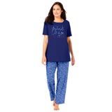 Plus Size Women's Graphic Tee PJ Set by Dreams & Co. in Evening Blue Pajamas (Size L)