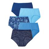 Plus Size Women's Cotton Brief 5-Pack by Comfort Choice in Evening Blue Dot Pack (Size 12) Underwear