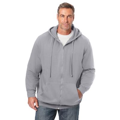 Men's Big & Tall Fleece Zip-Front Hoodie by KingSize in Grey (Size XL) Fleece Jacket