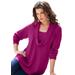 Plus Size Women's Lace-Trim Cowl Neck Sweater by Roaman's in Raspberry (Size M)