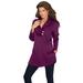 Plus Size Women's Thermal Shawl-Collar Tunic by Roaman's in Dark Berry (Size 18/20) Made in USA Long Sleeve Shirt