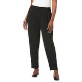 Plus Size Women's Stretch Knit Crepe Straight Leg Pants by Jessica London in Black (Size 12 W) Stretch Trousers