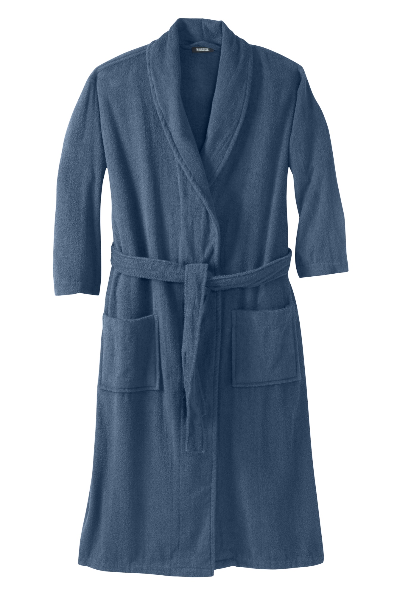 Men's Big & Tall Terry Bathrobe with Pockets by KingSize in Slate Blue (Size 6XL/7XL)