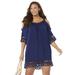Plus Size Women's Vera Crochet Cold Shoulder Cover Up Dress by Swimsuits For All in Navy (Size 10/12)
