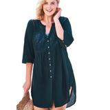 Plus Size Women's Crochet-Front Cover Up by Swim 365 in Black (Size 26) Swimsuit Cover Up