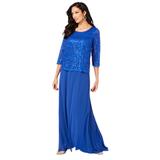 Plus Size Women's Lace Popover Dress by Roaman's in True Blue (Size 26 W) Formal Evening
