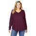 Plus Size Women's Washed Thermal V-Neck Tee by Woman Within in Deep Claret (Size 30/32) Shirt