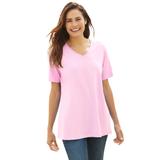 Plus Size Women's Perfect Short-Sleeve V-Neck Tee by Woman Within in Pink (Size 2X) Shirt