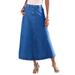 Plus Size Women's Complete Cotton A-Line Kate Skirt by Roaman's in Medium Wash (Size 22 W) 100% Cotton Long Length