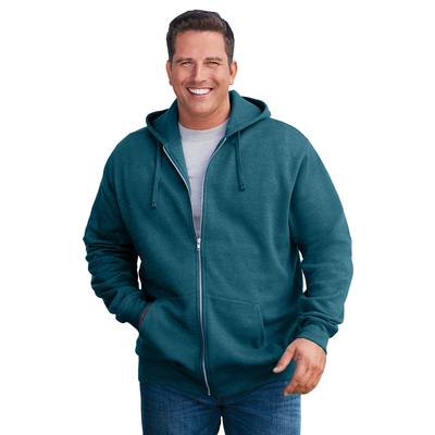 Men's Big & Tall Fleece Zip-Front Hoodie by KingSize in Heather Midnight Teal (Size L) Fleece Jacket