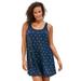 Plus Size Women's Studded Trapeze Swim Dress by Swim 365 in Navy Silver (Size 14) Swimsuit