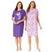 Plus Size Women's 2-Pack Short-Sleeve Sleepshirt by Dreams & Co. in Plum Burst Floral Butterfly (Size 7X/8X) Nightgown