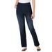 Plus Size Women's Straight Leg Fineline Jean by Woman Within in Indigo Sanded (Size 36 T)