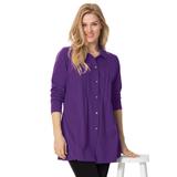 Plus Size Women's Pintucked Button-Front Tunic by Woman Within in Radiant Purple (Size 26/28)