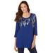 Plus Size Women's Feather Sequin Tunic by Roaman's in Evening Blue (Size 30/32) Beaded Sequin Shirt