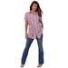 Plus Size Women's Seersucker Big Shirt by Roaman's in Purple Seersucker Stripe (Size 20 W)