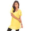 Plus Size Women's Short-Sleeve V-Neck Ultimate Tunic by Roaman's in Lemon Mist (Size 2X) Long T-Shirt Tee