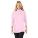 Plus Size Women's Perfect Long-Sleeve Mockneck Tee by Woman Within in Pink (Size 1X) Shirt