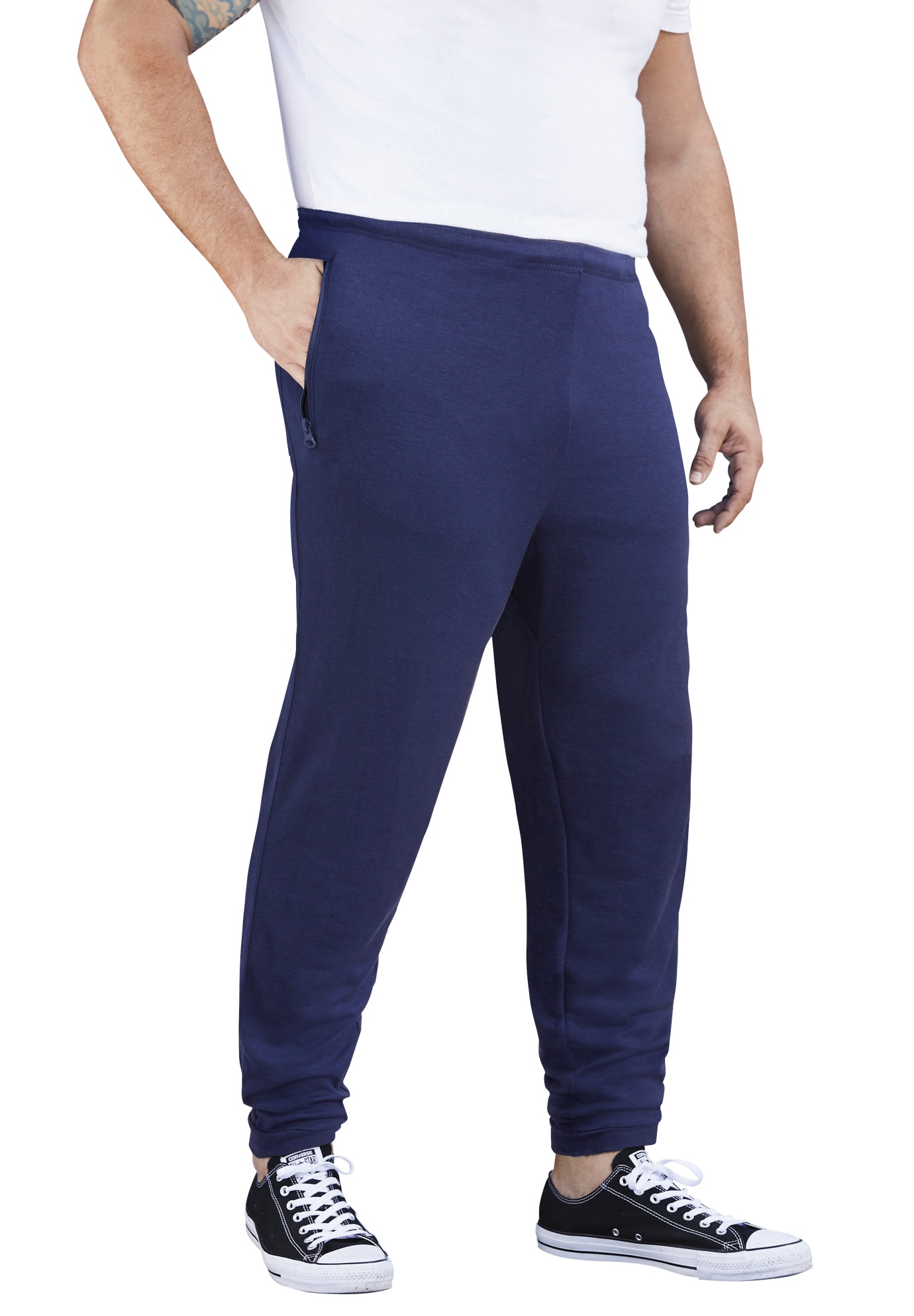 Men's Big & Tall Jersey Jogger Pants by KingSize in Navy (Size 8XL)