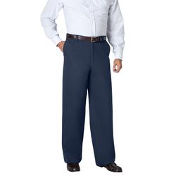 Men's Big & Tall WRINKLE-FREE PANTS WITH EXPANDABLE WAIST, WIDE LEG by KingSize in Navy (Size 58 38)