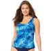 Plus Size Women's Classic Tankini Top by Swimsuits For All in Blue Sparks (Size 20)