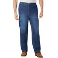 Men's Big & Tall Relaxed Fit Cargo Denim Look Sweatpants by KingSize in Stonewash (Size 3XL) Jeans