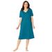 Plus Size Women's Short T-Shirt Lounger by Dreams & Co. in Deep Teal (Size 2X)