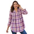 Plus Size Women's Pintucked Flannel Shirt by Woman Within in Sweet Plum Plaid (Size 6X)