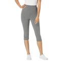 Plus Size Women's Stretch Cotton Capri Legging by Woman Within in Medium Heather Grey (Size 6X)