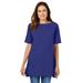 Plus Size Women's Perfect Short-Sleeve Boatneck Tunic by Woman Within in Ultra Blue (Size L)