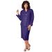 Plus Size Women's Two-Piece Skirt Suit with Shawl-Collar Jacket by Roaman's in Midnight Violet (Size 34 W)