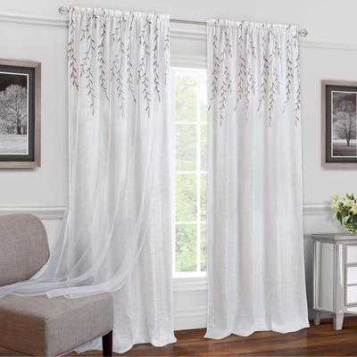 Wide Width Willow Rod Pocket Window Curtain Panel by Achim Home Décor in White (Size 42