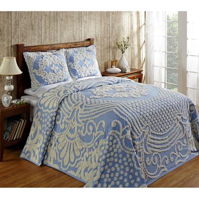 Tufted Chenille Bedspread by Better Trends in Blue (Size QUEEN)
