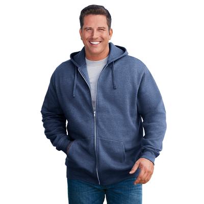 Men's Big & Tall Fleece Zip-Front Hoodie by KingSize in Heather Slate Blue (Size 3XL) Fleece Jacket