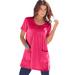Plus Size Women's Two-Pocket Soft Knit Tunic by Roaman's in Pink Burst (Size 5X) Long T-Shirt