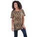 Plus Size Women's Crewneck Ultimate Tee by Roaman's in Natural Textured Animal (Size 6X) Shirt